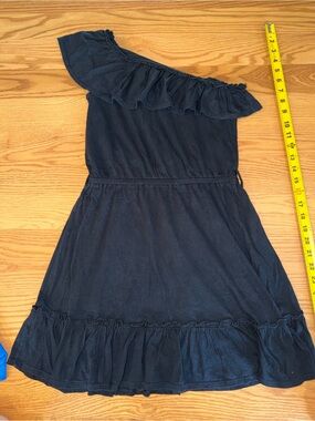 GAP Kids Girls One-Shoulder Ruffle Black Dress
